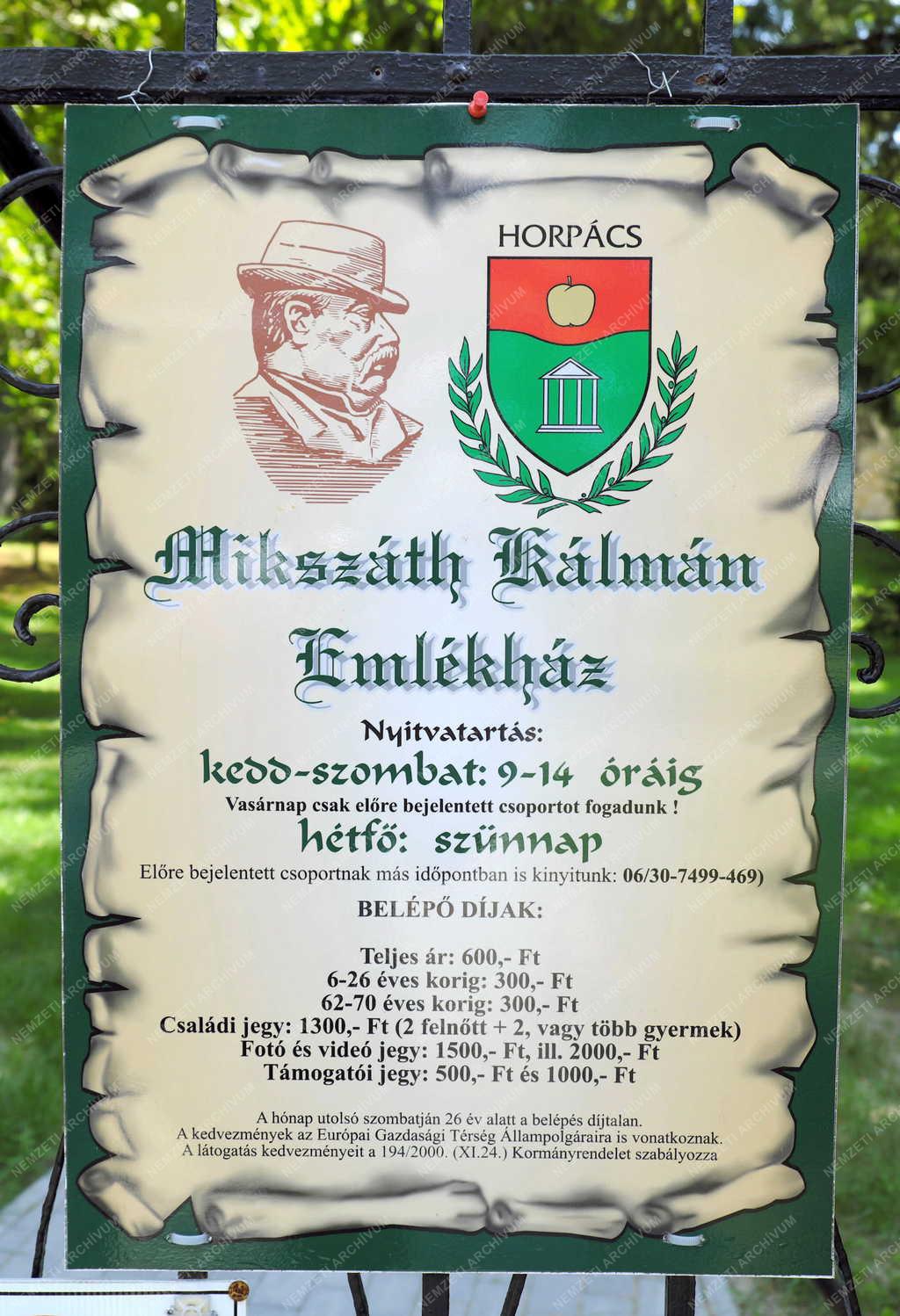 Emlékház - Horpács - Mikszáth-kúria