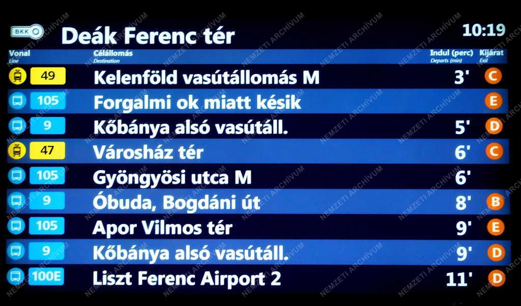 Közlekedés - Budapest - Járatinformációs-tábla