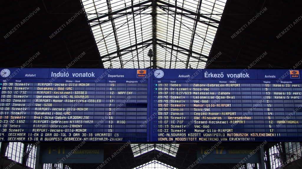 Közlekedés - Budapest - Utastájékoztató tábla a Nyugatiban