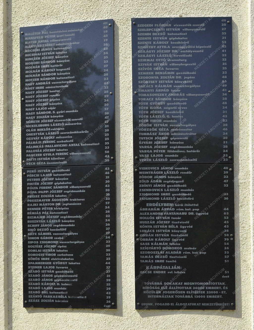 Emlékmű - Budapest - A megtorlások áldozatainak emlékműve