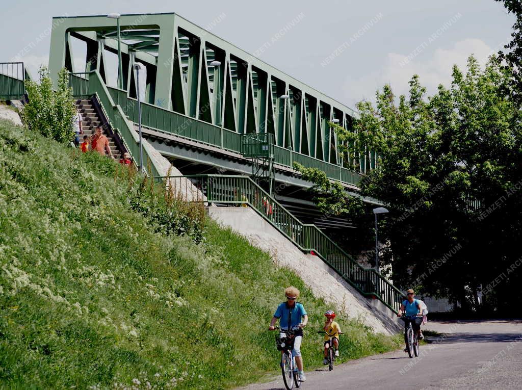 Egészségmegőrzés - Budapest - Kerékpárosok a vasúti hídnál