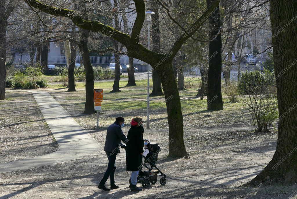 Egészségmegőrzés - Sétálók a Városmajor parkban 