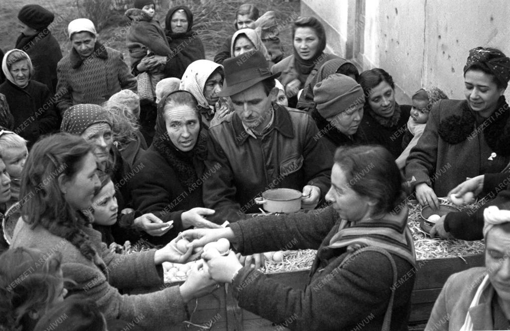 Szegénység - Tojásosztás a Mária Valéria nyomortelepen