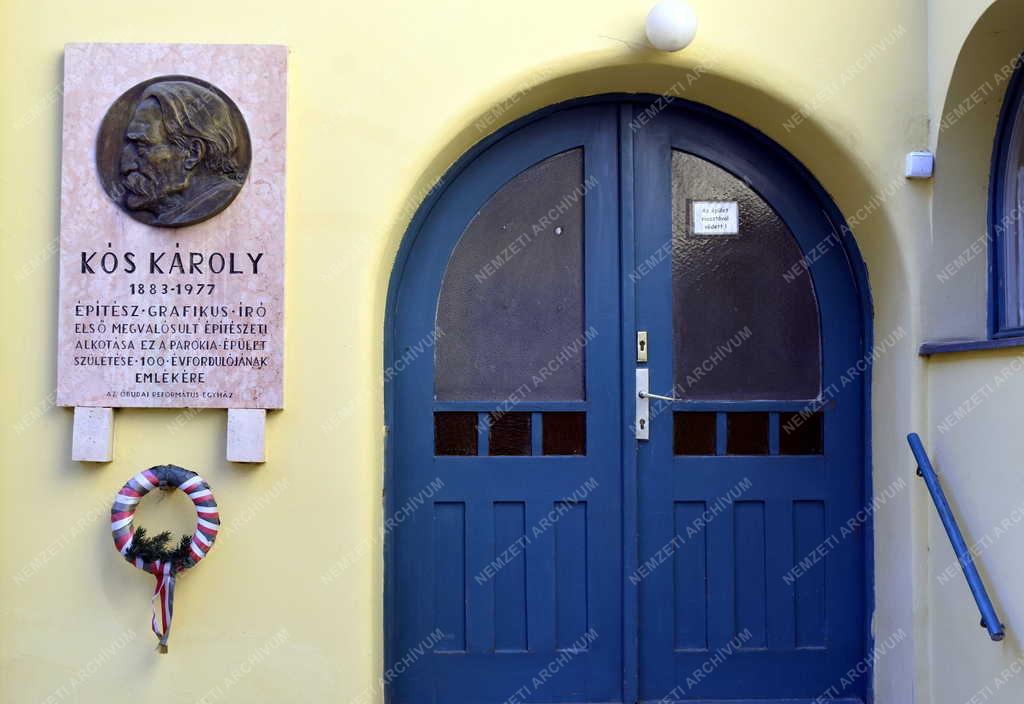 Egyház - Budapest - Kós Károly emléktábla Óbudán