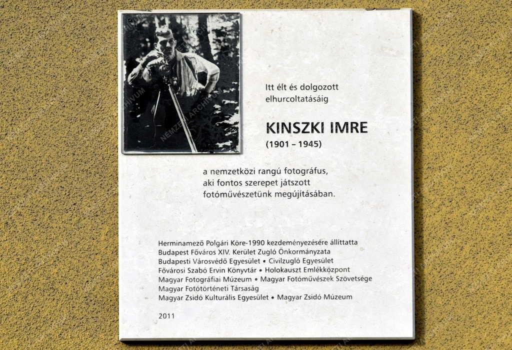 Kultúra - Budapest - Kinszki Imre fotográfus emléktáblája