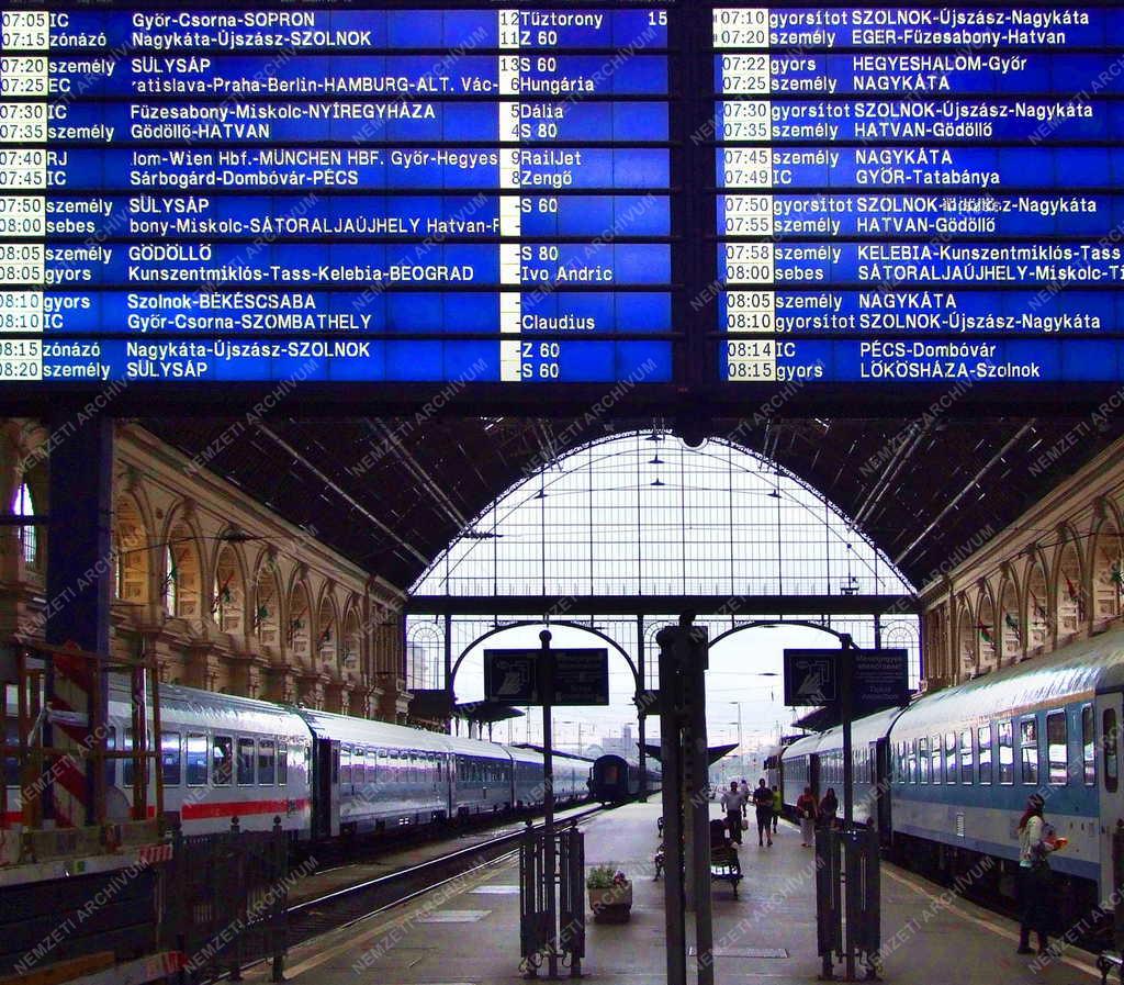Közlekedés -Budapest - A Keleti pályaudvar utastájékoztató tábla