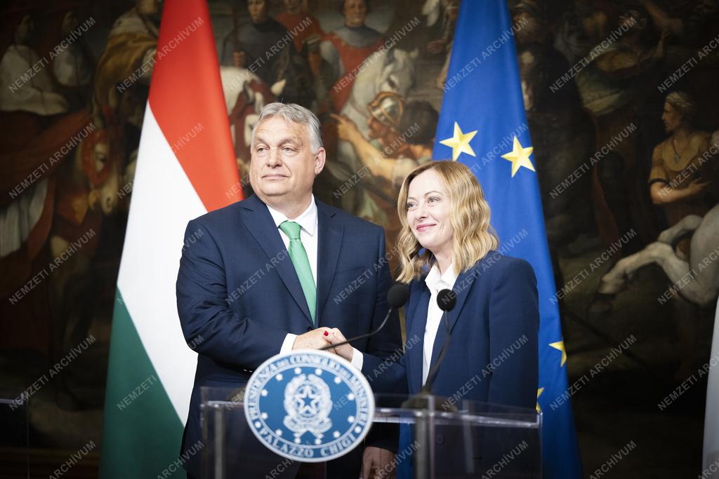 Orbán Viktor és Giorgia Meloni találkozója Rómában