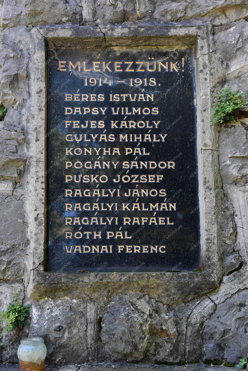 Emlékmű - Ragály - I. világháborús emlékmű