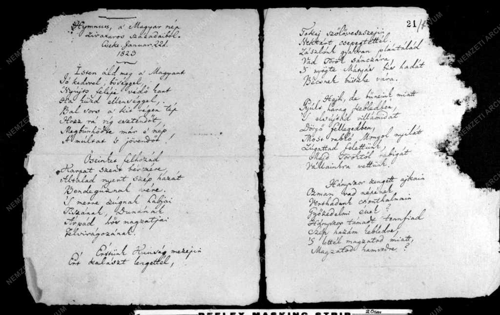 Irodalom - A Himnusz eredeti kézirata