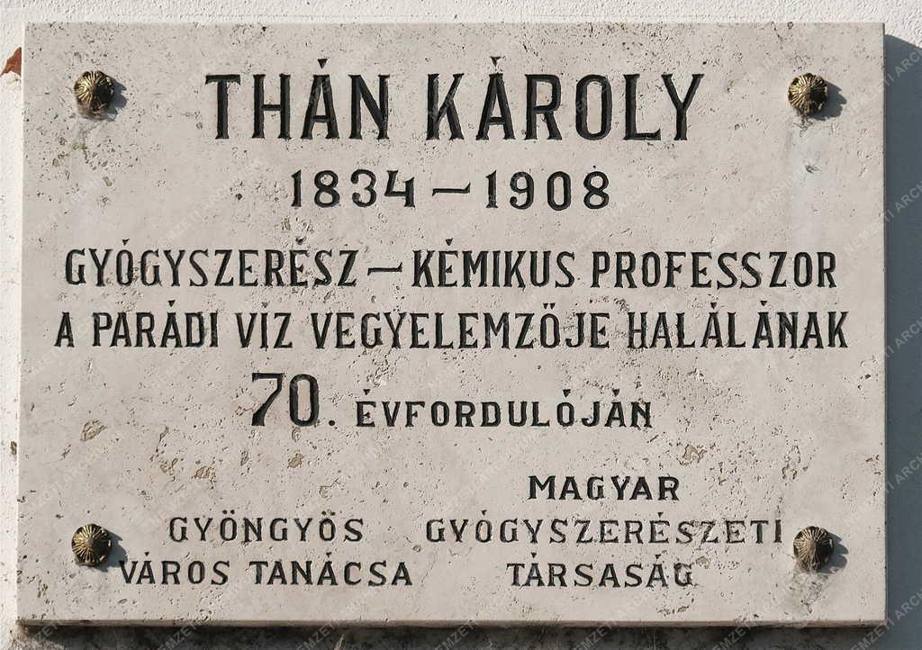 Kultúra - Than Károly kémikus emléktáblája Gyöngyösön