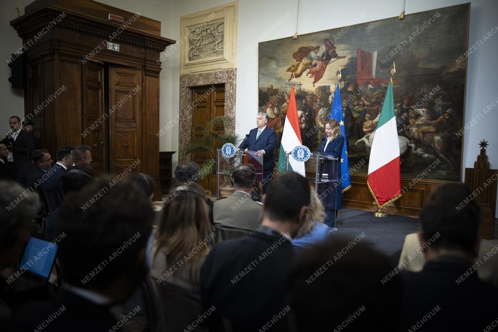 Orbán Viktor és Giorgia Meloni találkozója Rómában