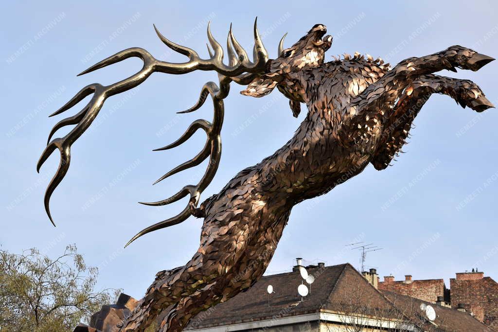Városkép - Budapest - Csodaszarvas a Pénzmúzeum kertjében