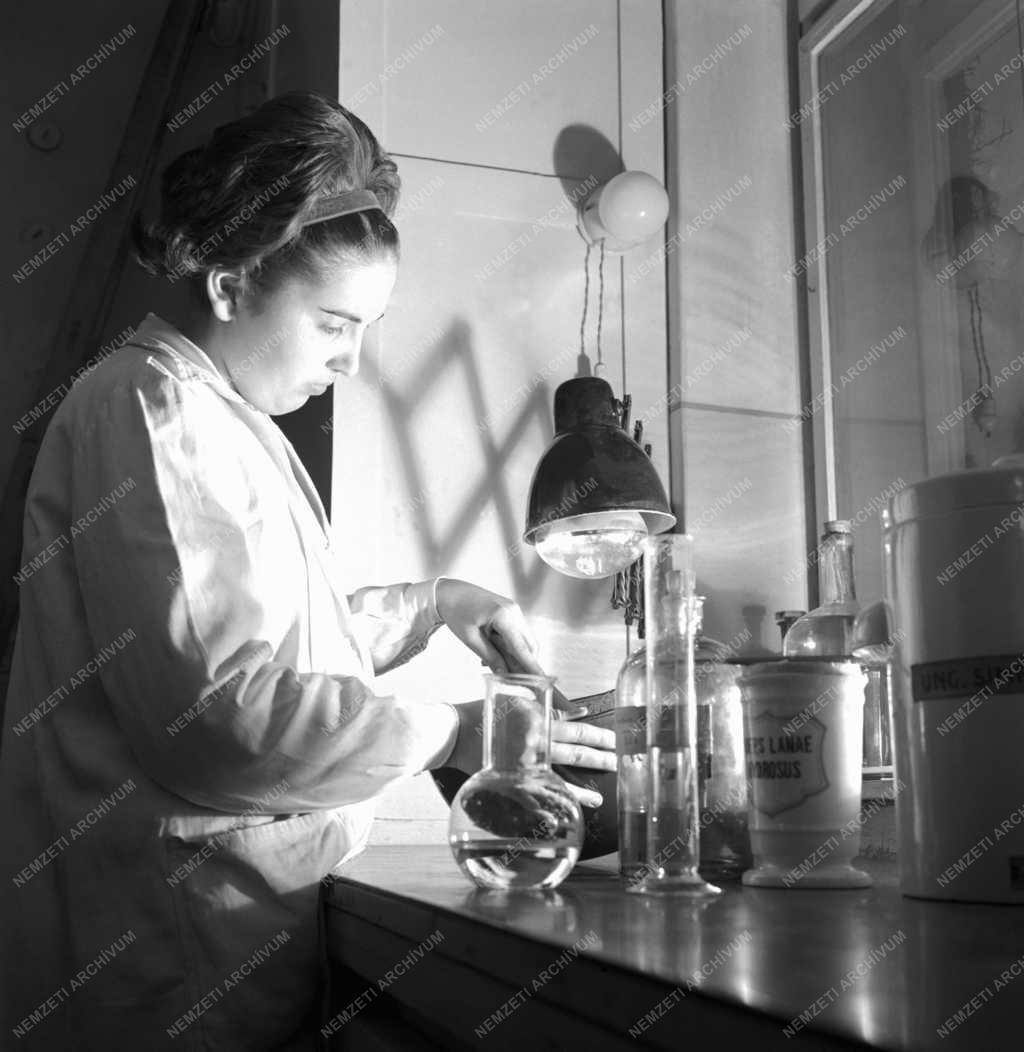 Egészségügy - Gyógyszerkenőcsöt kever a patikus