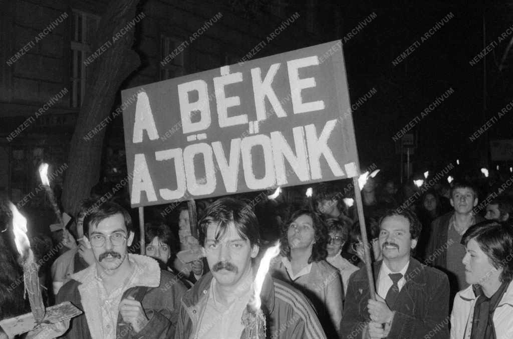 Belpolitika - A X. Országos békekonferencia mellett demonstrálók