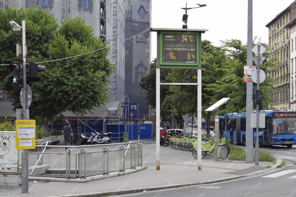 Környezetvédelem - Budapest - Légszennyezettséget mutató információs tábla