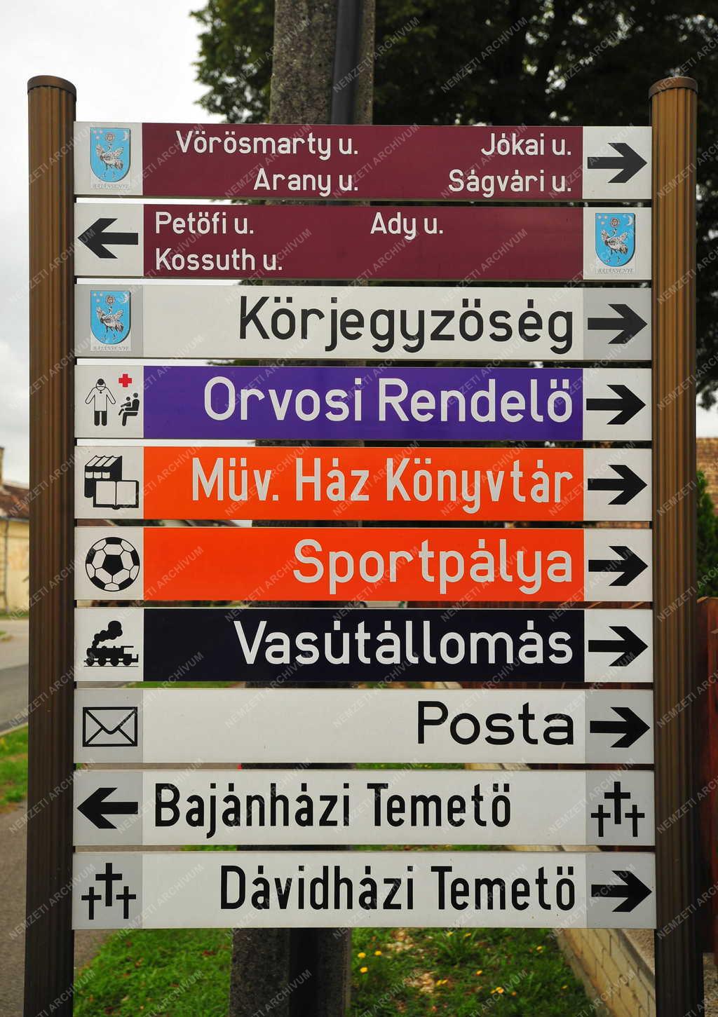 Információ - Eligazító tábla Bajánsenye központjában