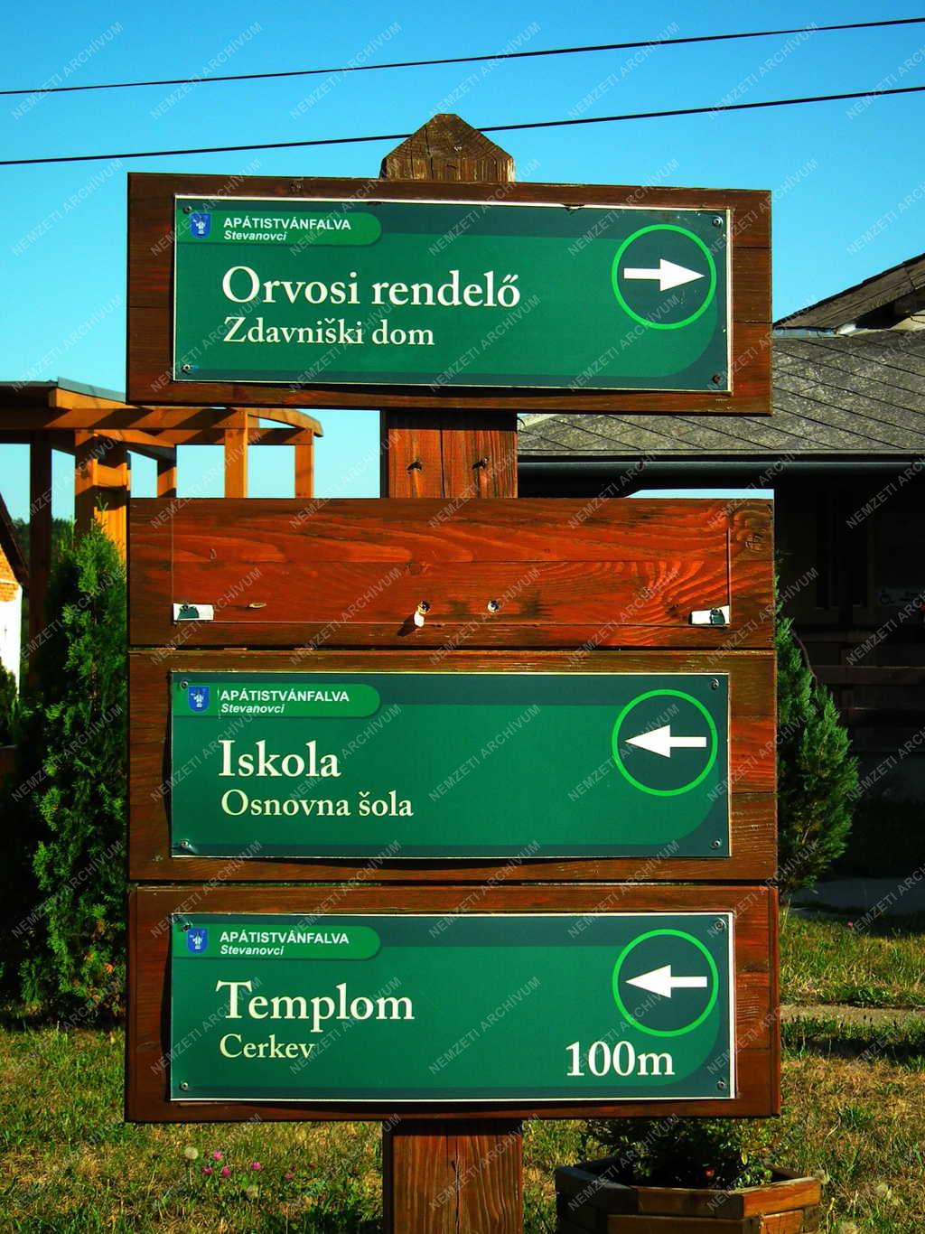 Tárgy - Apátistvánfalva - Útbaigazító tábla
