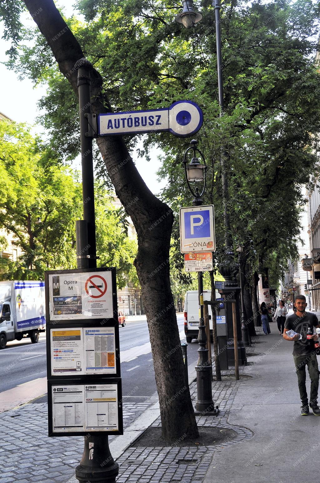 Közlekedés - Budapest - Régi szemafor jellegű autóbuszmegálló jelzés