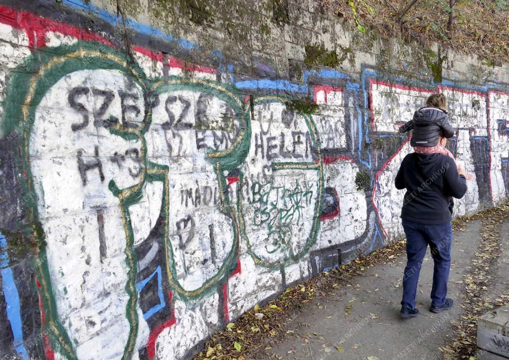 Városkép - Budapest - Falfestés a Gelllért-hegy oldalában