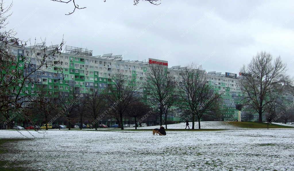 Városkép - Budapest - A Flórián téri park télen