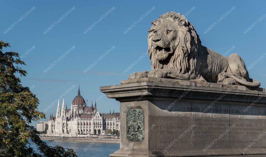 Városkép - Budapest - A Lánchíd kőoroszlánja