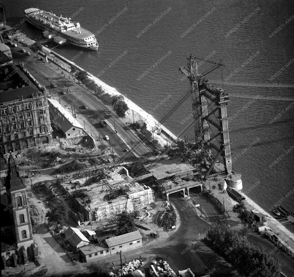 Városkép - Budapest - Erzsébet híd építése