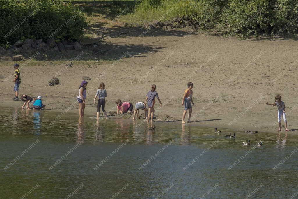 Életkép - Budapest - Gyerekek a Lágymányosi-öböl partján