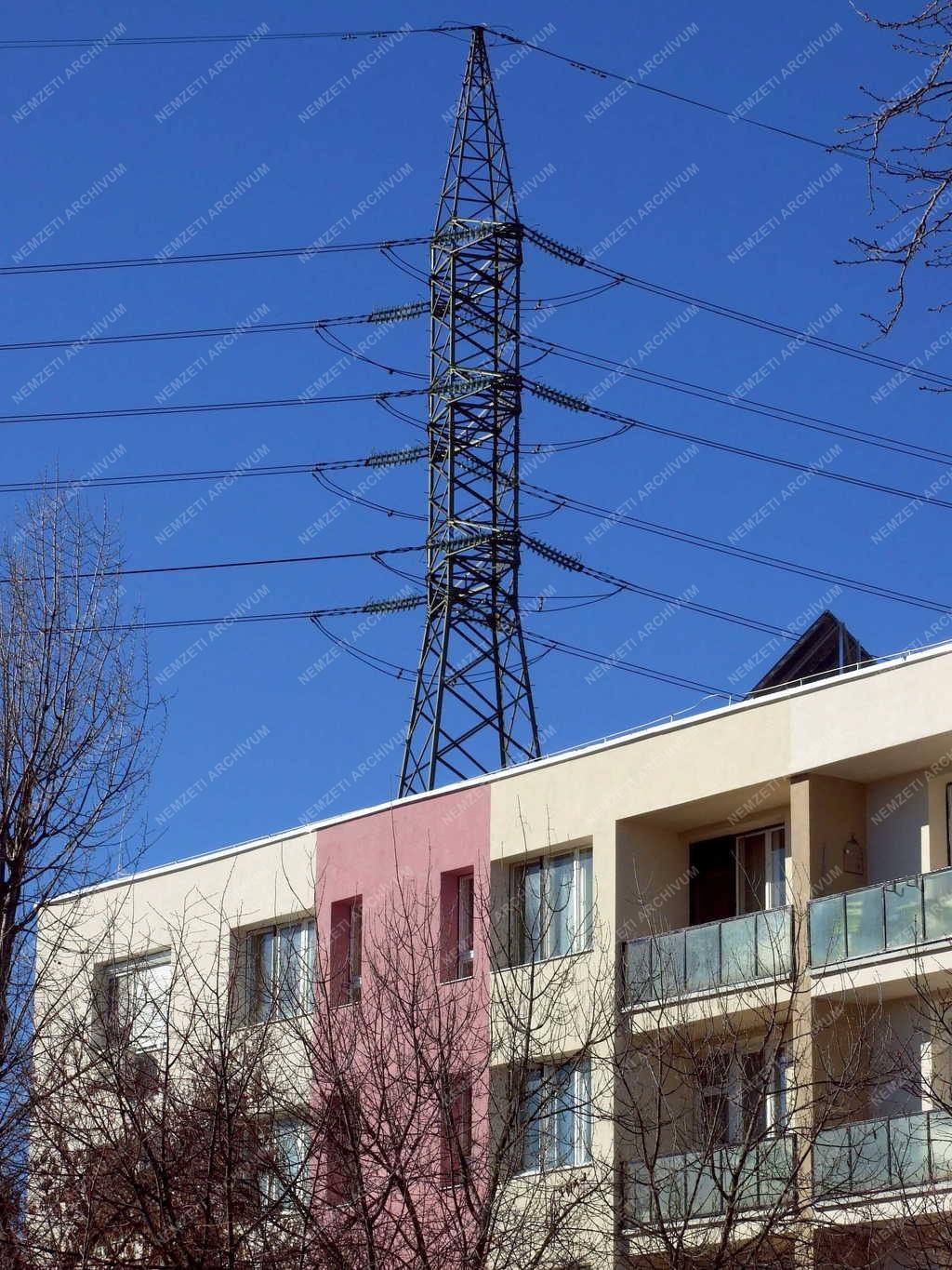 Városkép - Budapest - Nagyfeszültségű villamos távvezeték