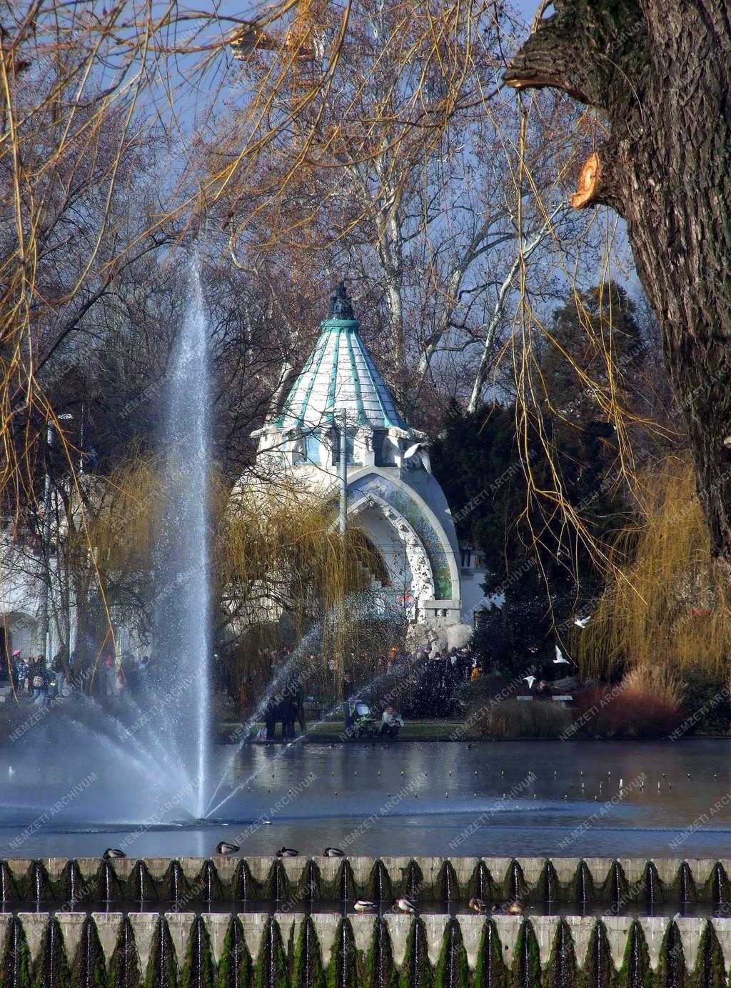 Városkép - Budapest - Szökőkút a Városligeti tóban