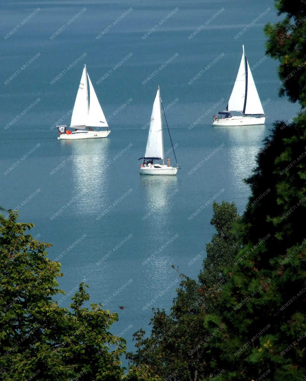 Tájkép - Tihany - Vitorlások a Balatonon 