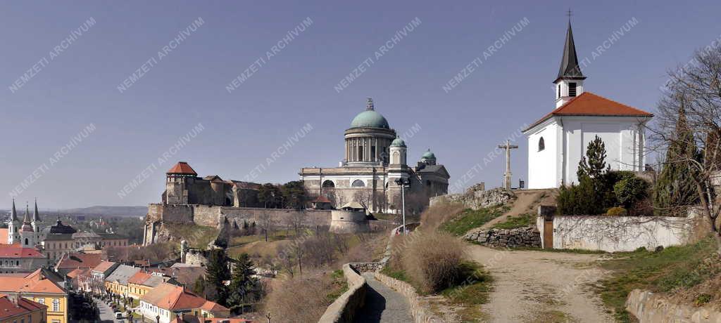 Városkép - Esztergom - A királyi vár, a bazilika a Szent Mihály hegyről