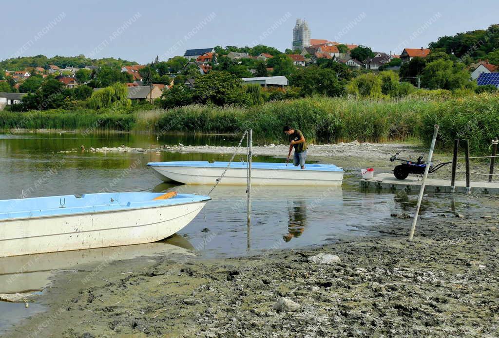 Természet - Tihany - Belső-tó csökkent vízmennyisége