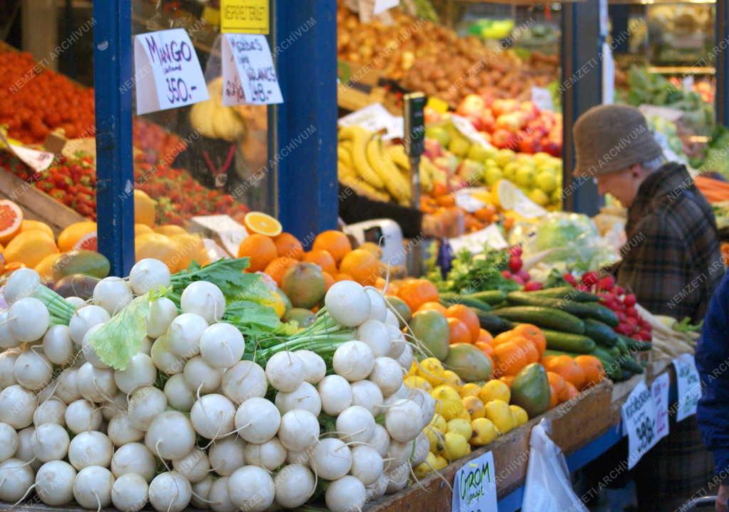 Kereskedelem - Árukínálat a vásárcsarnokban 