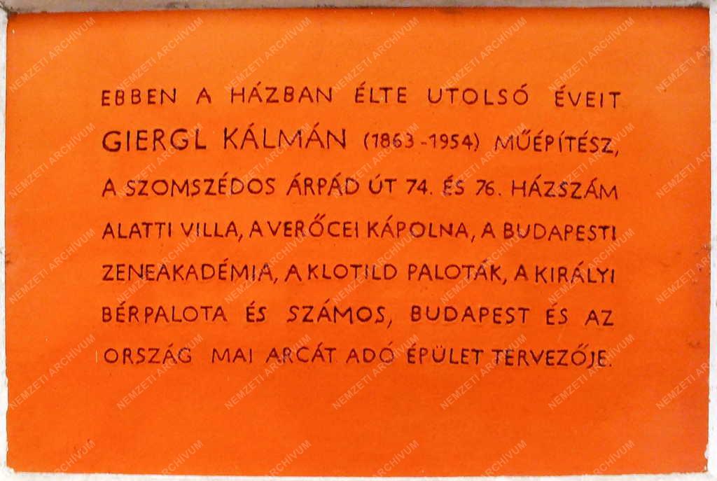 Emléktábla - Verőce - Giergl Kálmán építész emléktáblája