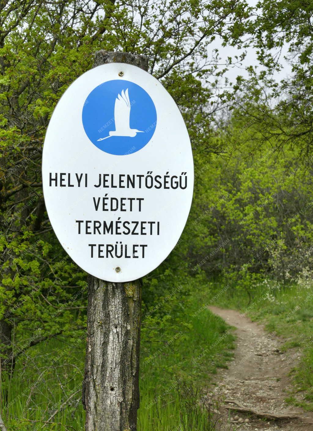 Természetvédelem - Védett területet jelző tábla Törökbálinton