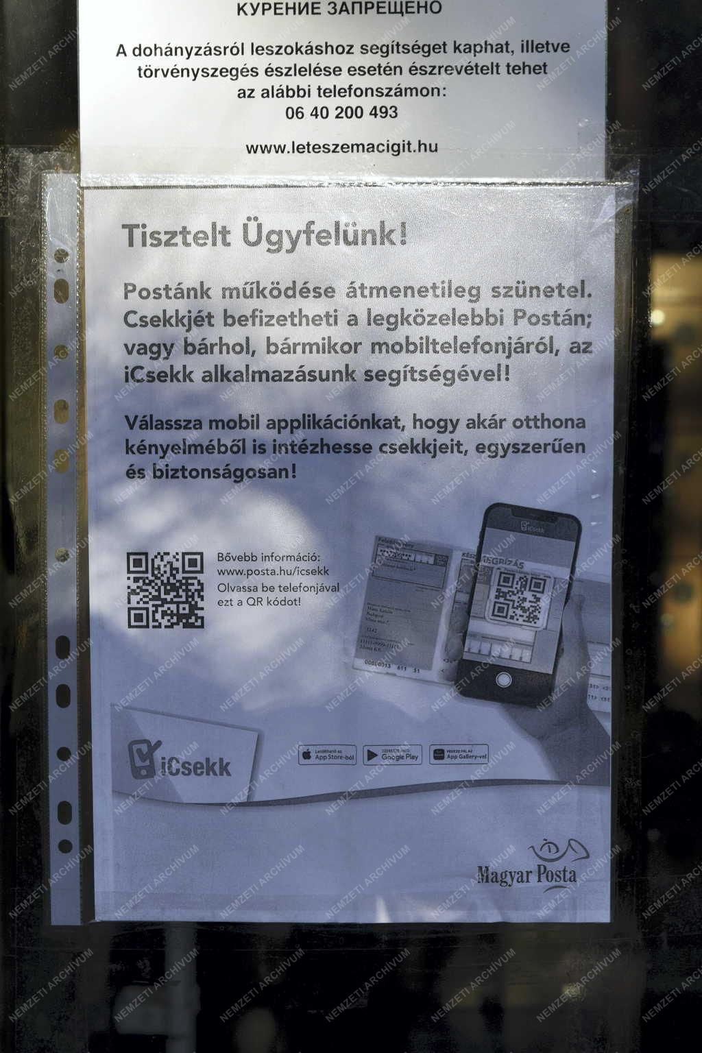 Szolgáltatás - Budapest – Bezárt postahivatal