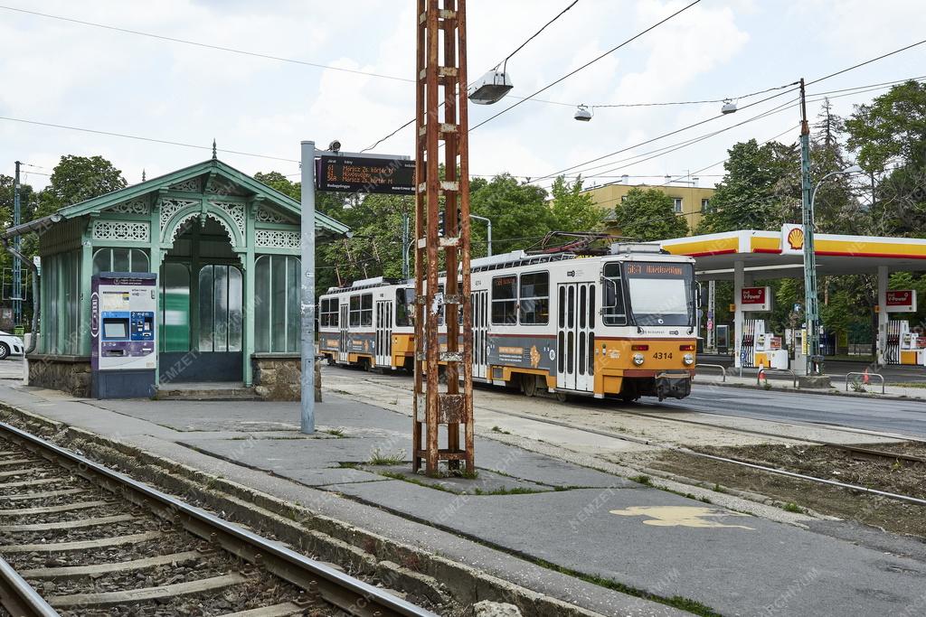 Közlekedés - Budapest - Villamosmegálló a Szilágyi Erzsébet fasorban