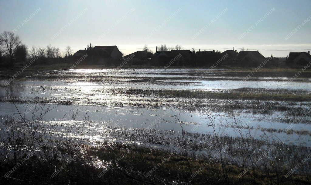 Tájkép - Balatonfőkajár - Belvizes szántóföld