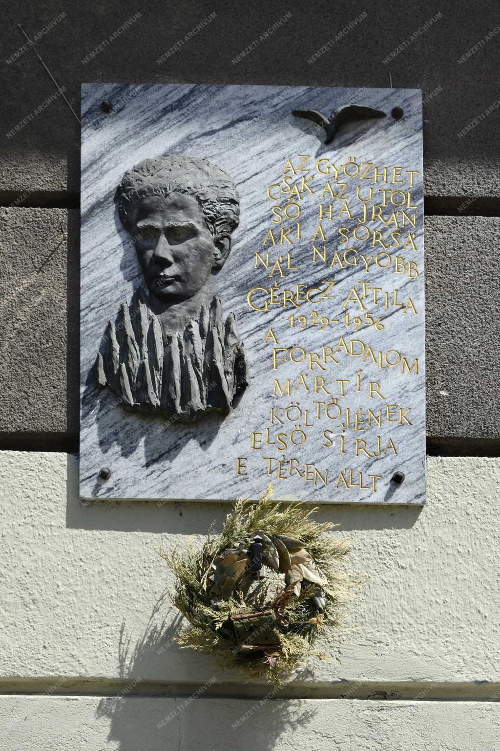 Emléktábla - Budapest - Gérecz Attila emléktáblája