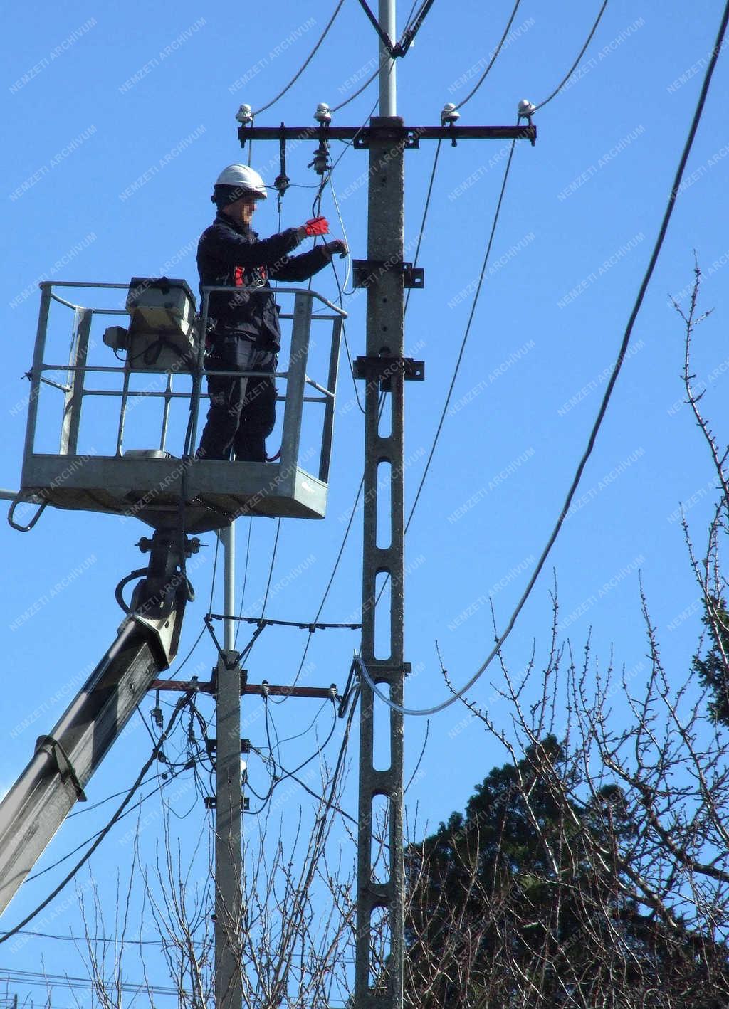 Energia - Várpalota - Villanyszerelő a magasban