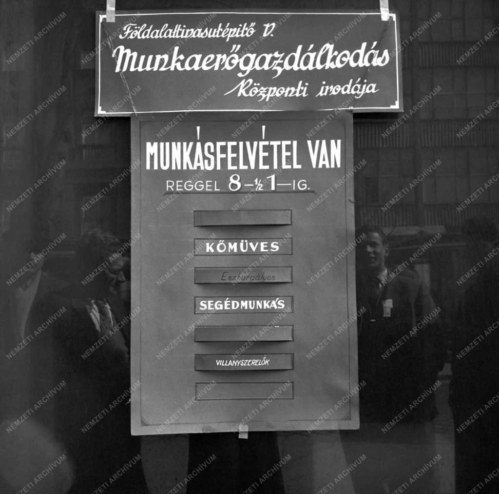 Ipar - Munkásfelvétel a Földalatti Vasút Építő Vállalatnál