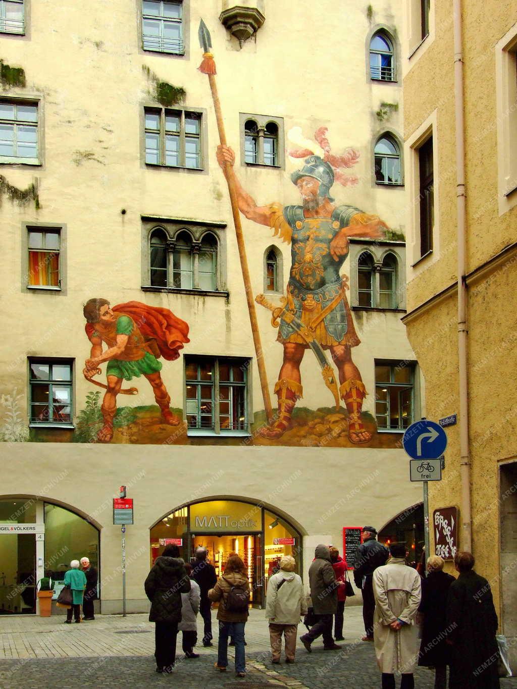 Németország - Regensburg - Óvárosi falfestmény