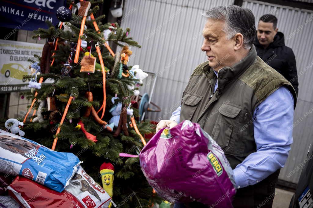 Orbán Viktor az ürömi állatotthonba látogatott
