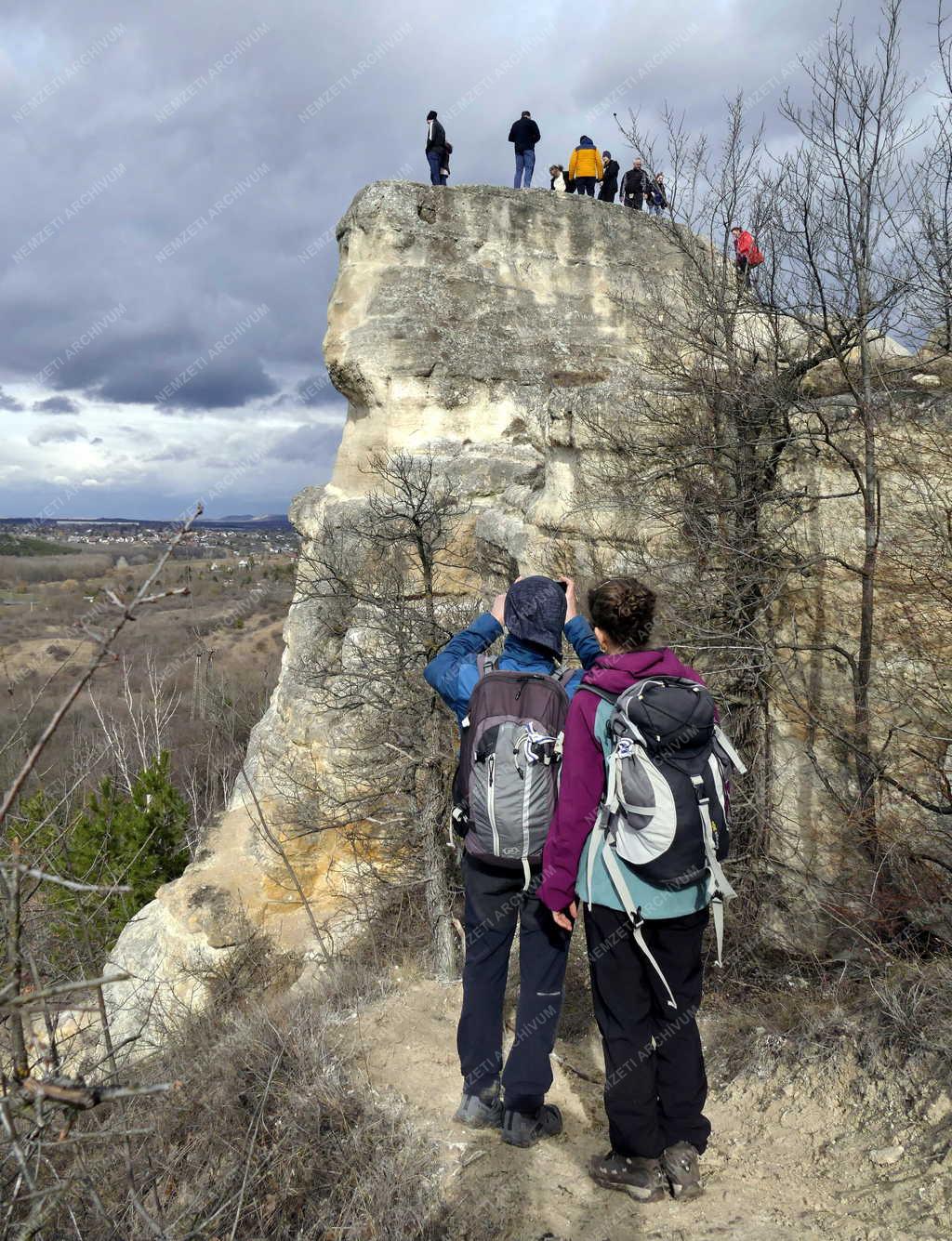 Természet - Biatorbágy - Turisták a Nyakas-kő sziklaormán 