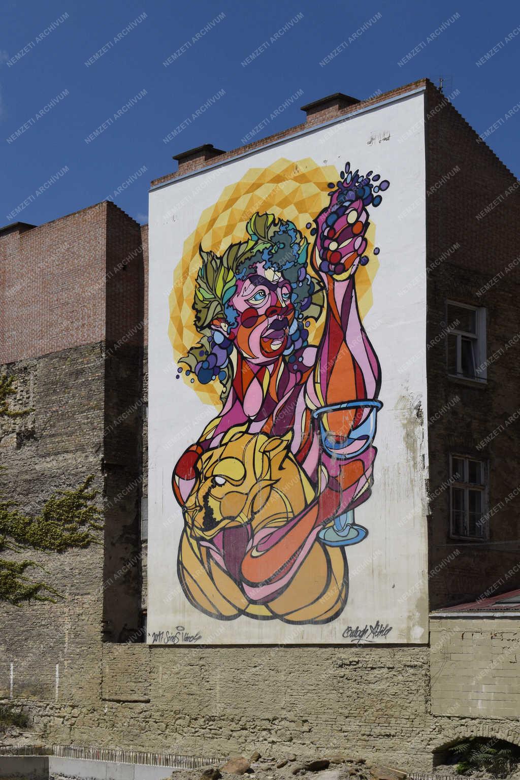 Városkép - Budapest - Tűzfalfestmény
