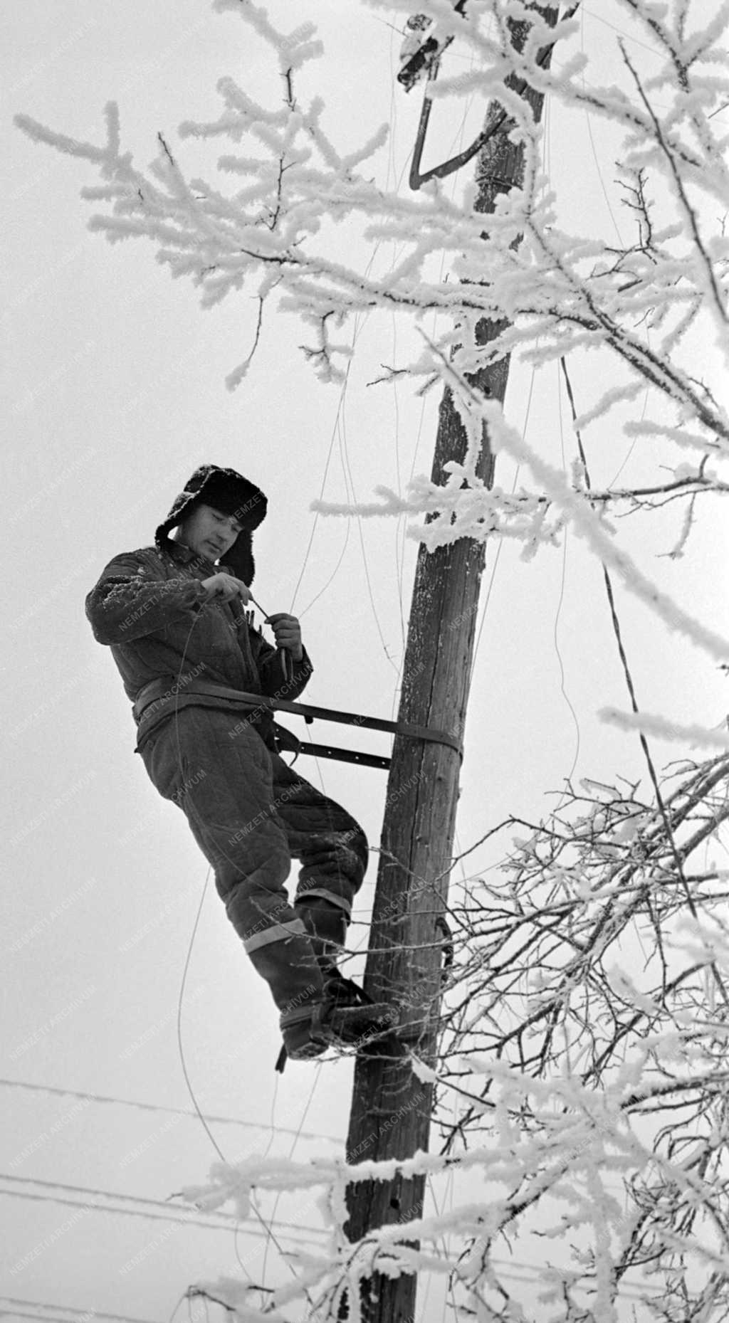 Távközlés - Javítják a telefonvezetéket