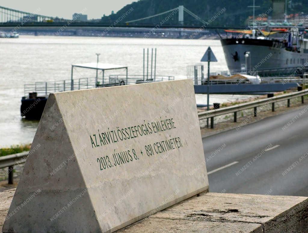 Városkép - Budapest - Árvízvédelmi emlékkő a Batthyány téren