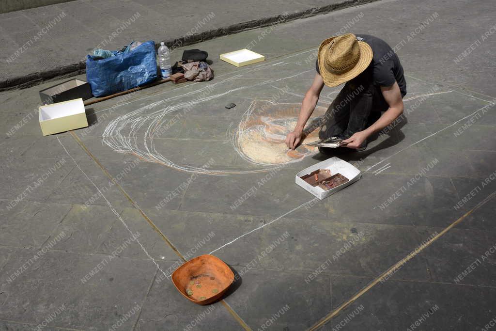 Életkép - Firenze - Aszfaltművész