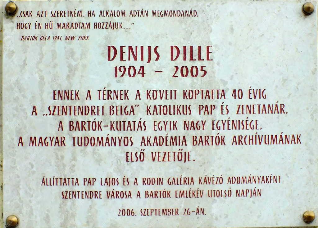 Emléktábla - Szentendre - Denijs Dille emléktáblája