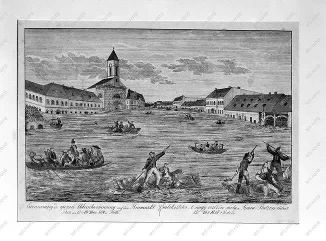 Művészet - Grafika - Rajz az 1838-as pest-budai árvízről